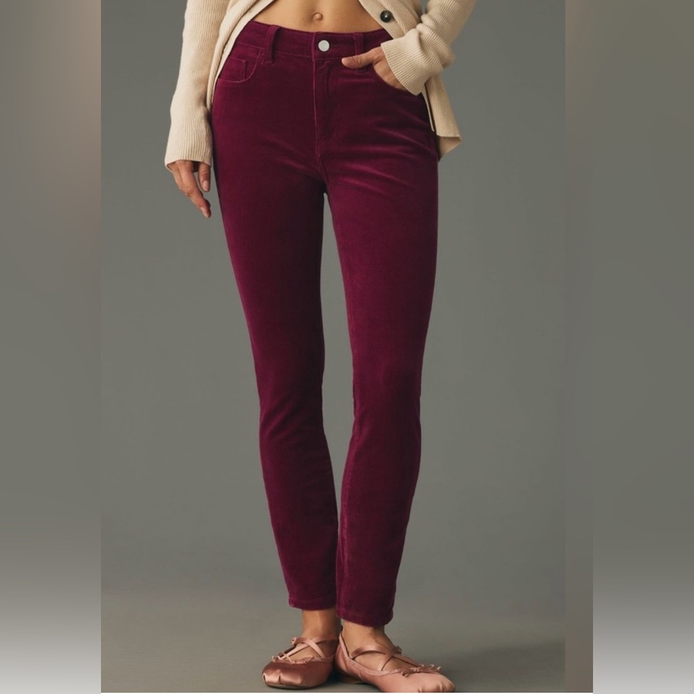 Pilcro purple skinny corduroy pants.